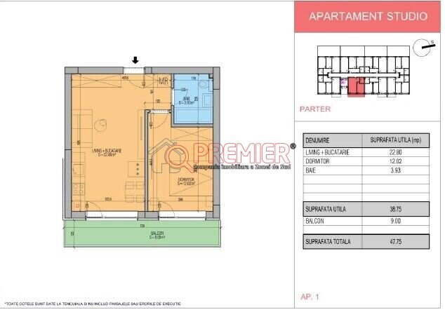 Popesti Leordeni, primaria, 2 camere studio, bloc nou tip boutique